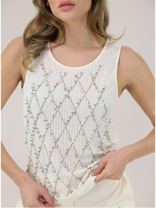 Top in maglia misto cotone con perle TWINSET | TP2710/00282